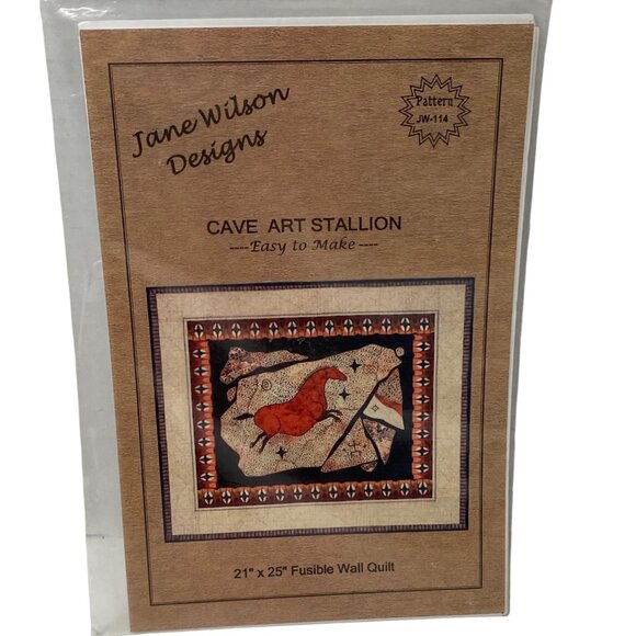 Jane Wilson Designs Cave Art Stallion Horse fusible wall quilt pattern 21x25 - Picture 1 of 2
